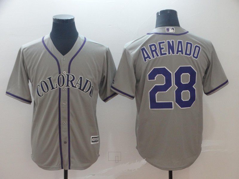 Men Colorado Rockies #28 Arenado Grey Game MLB Jersey